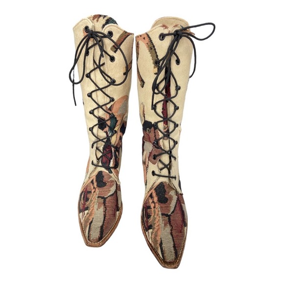 Vintage Greater LA Handmade Embroidery Cowboy Western Riding Boots Heeled 8.5 - Picture 2 of 10